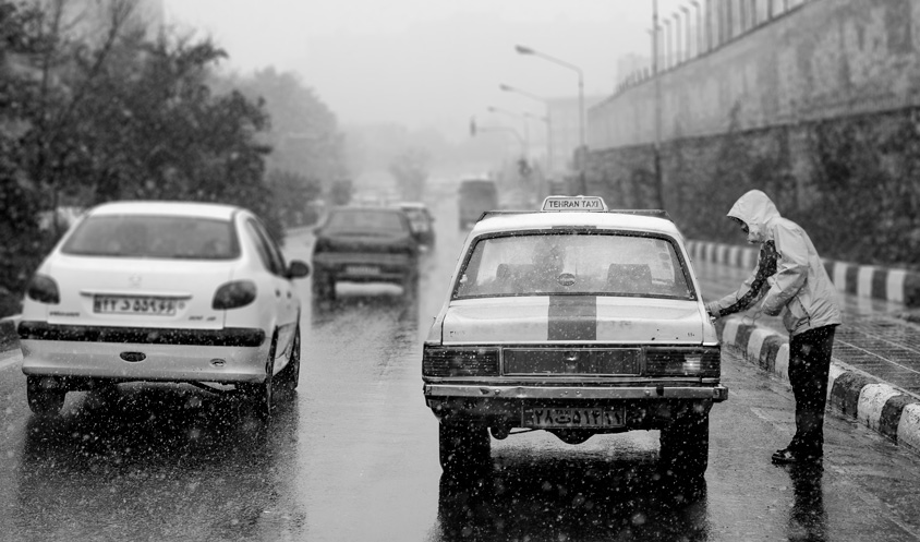 Tehran Taxi in snowy day